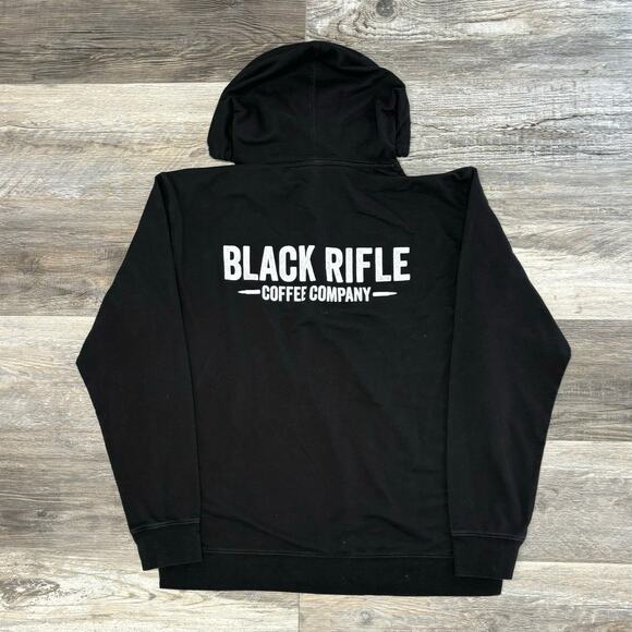 Black Rifle Coffee Hoodie Red Blue Mens L American Flag Black Hooded Shirt - Picture 3 of 7